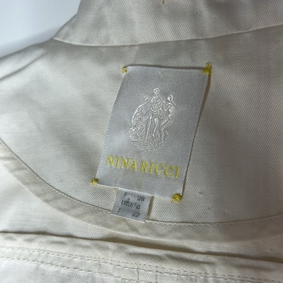 Nina Ricci Sz US 6 FR 38 Cream Cotton Button Belted Short Trench Jacket - Picture 13 of 14